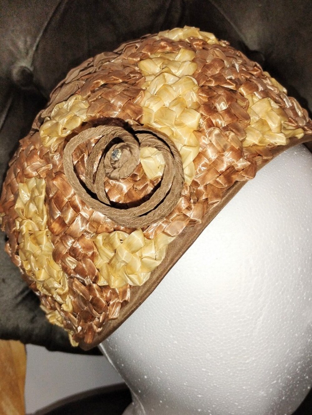 VINTAGE STRAW EMBELLISHED HAT